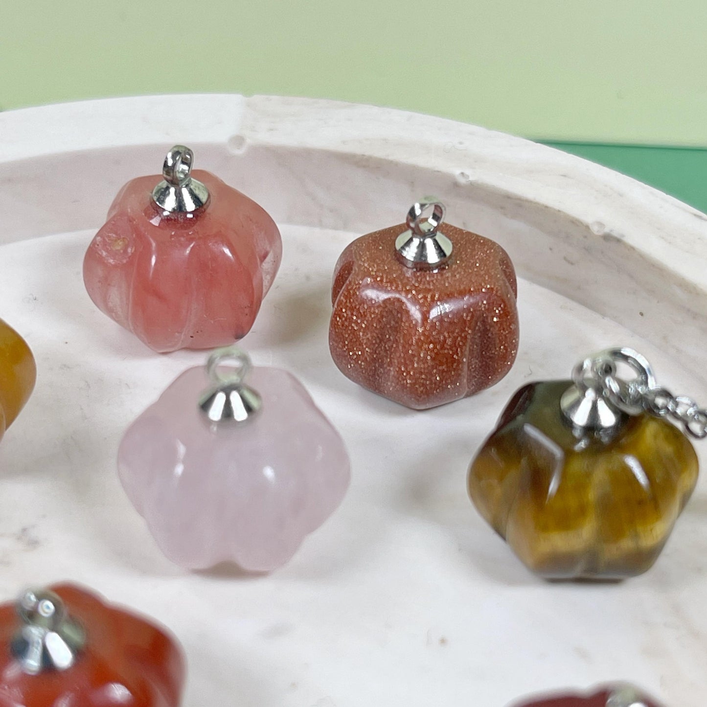 Pumpkin gemstone silver necklace, Halloween gift, Autumn jewelry, Halloween Jewelry, Opal necklace, Pumpkin necklace
