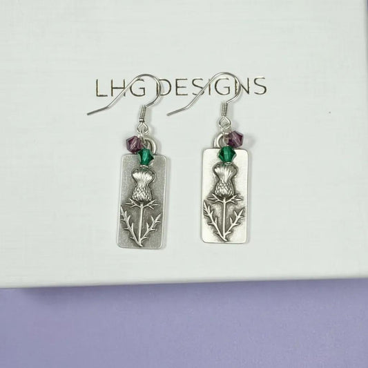 A gift of a Thistle Earrings- Silver plated Scottish gift