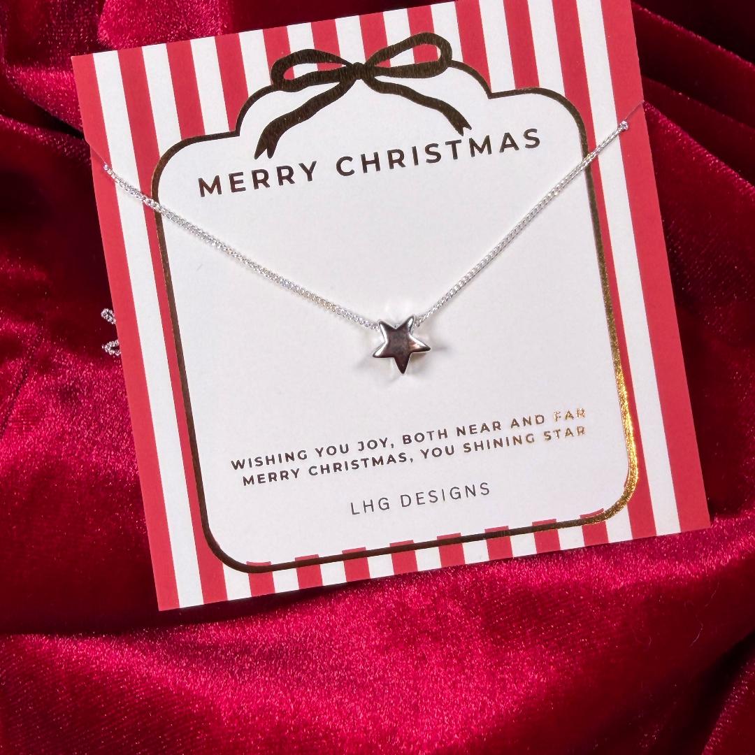 Merry Christmas Star necklace gift