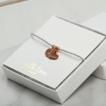 Engraved Heart Bracelet, Custom charm bracelet, Name Bracelet , Gift For Girlfriend, Valentine Day Gift,  Couple Boyfriend Girlfriend Gift
