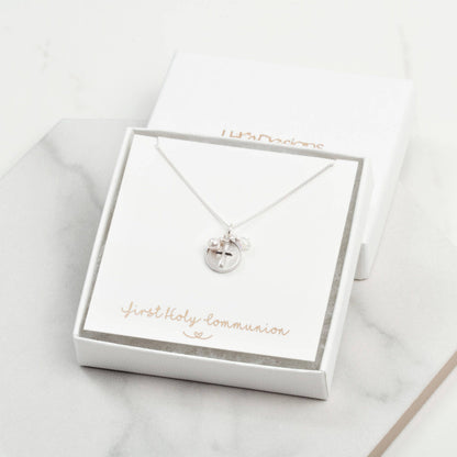 Sterling silver cross birthstone necklace, Pearl, First Holy communion gift, christening baptism gift for girl, childrens jewellery, goddaug