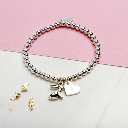Personalised Bunny Rabbit Charm Bracelet Gift For Girls, Birthday gift for her, Easter gift for girls, kids, children, Good Luck Exams,