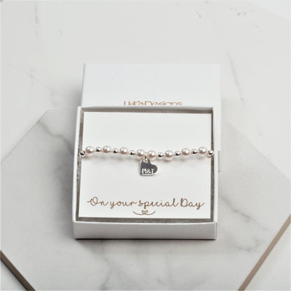 Personalised Swarovski pearl bridal bracelet, gift for bride, bridesmaids, flower girl, First Holy Communion, Confirmation