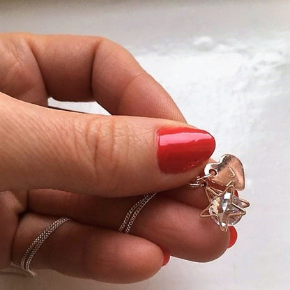Birthday Gift For Her, Personalised heart charm necklace, Special necklace, Mother's Day Gift for her, Silver star necklace, 21st, 30th