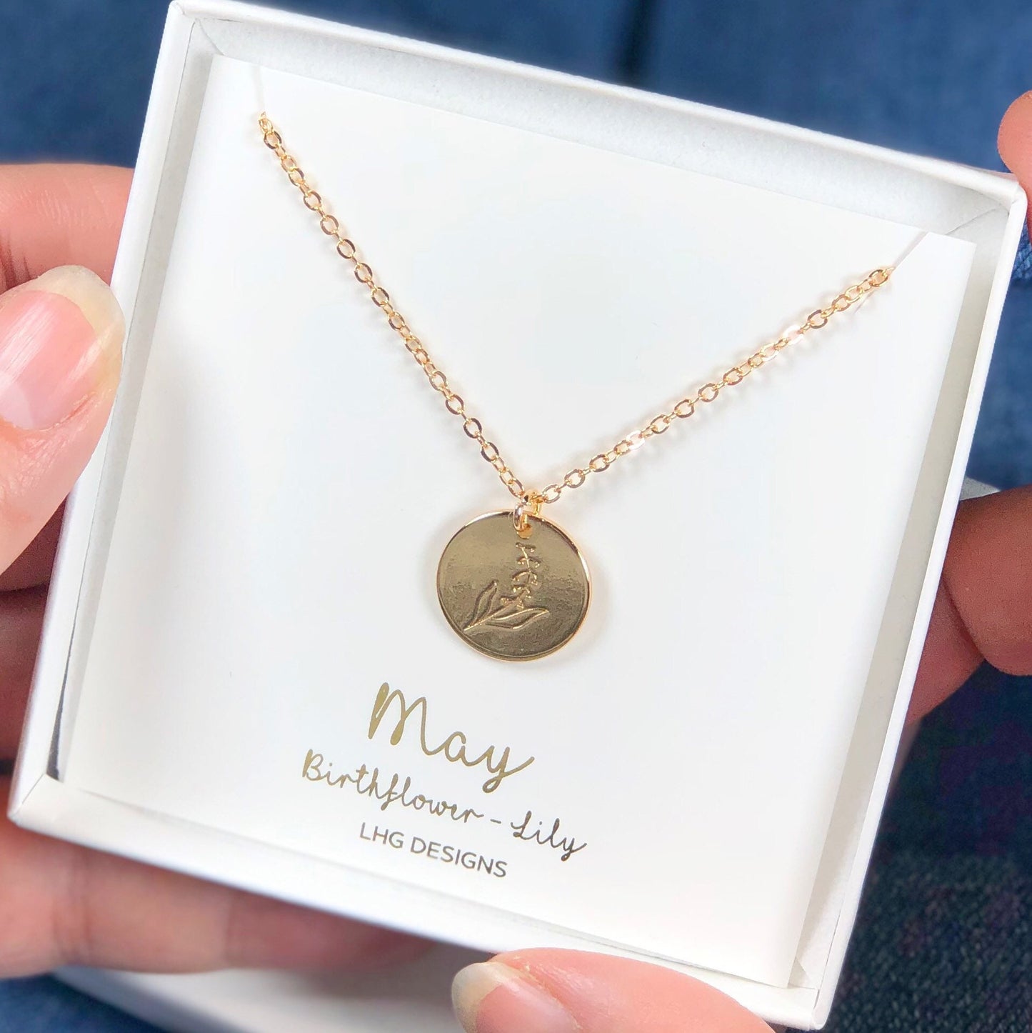 May Birth flower necklace, May Birthday gift for her, Lily necklace, Birth flower jewellery, Mother's Day Gift, Gift for mum, May Birthday