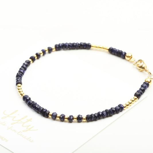 September Birthstone bracelet gift for her, Raw Sapphire Bracelet, September birthday gift, Birthday bracelet, September jewellery