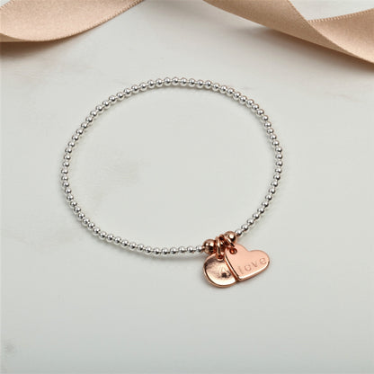 Engraved Heart Bracelet, Custom charm bracelet, Name Bracelet , Gift For Girlfriend, Valentine Day Gift,  Couple Boyfriend Girlfriend Gift