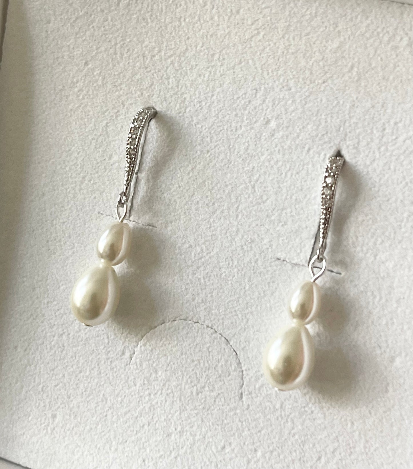 Pearl Drop Earrings with Diamond, Bridal Earrings, Wedding Earrings for Brides, Pearl Jewelry, Bridesmaid Gift, Gift for Her, Teardrop pearl