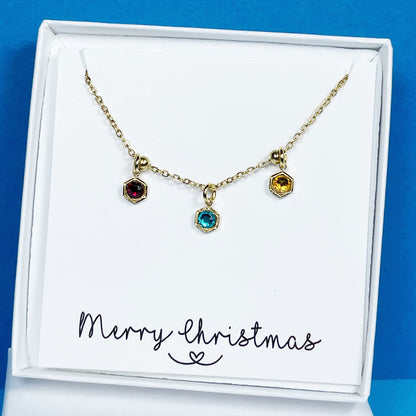 Custom Birthstone Necklace, Geometric Birthstone Necklace, Christmas Gift for women,  Birthday Gift, Grandma Gift, Mothers Day Gift for Her