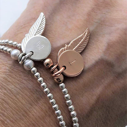Silver personalised Feather bracelet, Birthday Gift for her, Christmas Gift for girlfriend sister mum daughter wife, silver, sympathy gift,