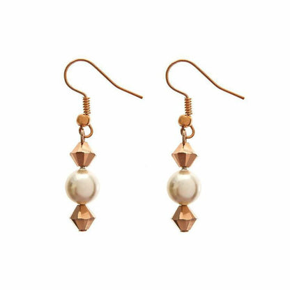 Bridemaids earrings, bridal jewelry, Rose gold swarovski pearl drop earrings, wedding jewelry, gift for bridesmaids, bride mum