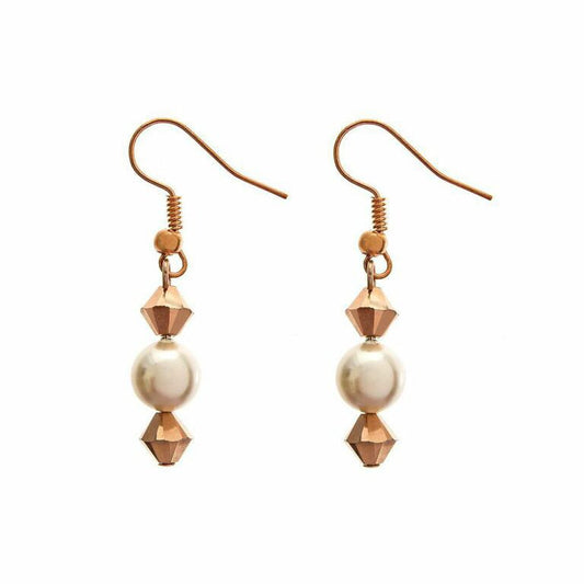 Bridemaids earrings, bridal jewelry, Rose gold swarovski pearl drop earrings, wedding jewelry, gift for bridesmaids, bride mum