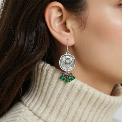 Caledonia Thistle Statement Earrings- Silver plated Scottish gift