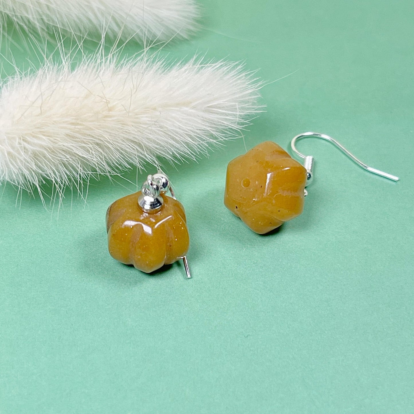 Halloween gift, Gemstone pumpkin earrings, Autumn jewellery, Halloween Jewelry, Aventurine earrings, Pumpkin earrings, Quirky earrings