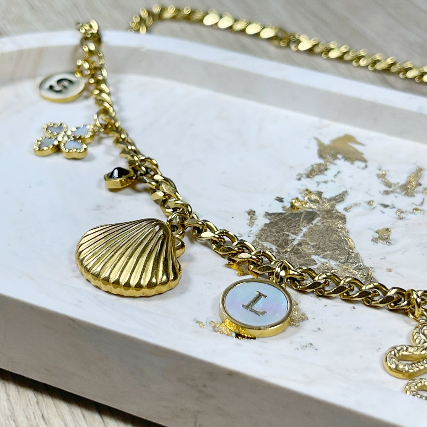 Fruit charm Necklace gold, Gold Charm Necklace, Customizable Charm Necklace, Vintage Style Chunky Necklace, Multi Charm Necklace, blackberry