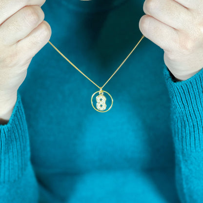 Pearl number necklace, lucky number necklace, gold plated number necklace, number 8 necklace, personalised number necklace, custom number
