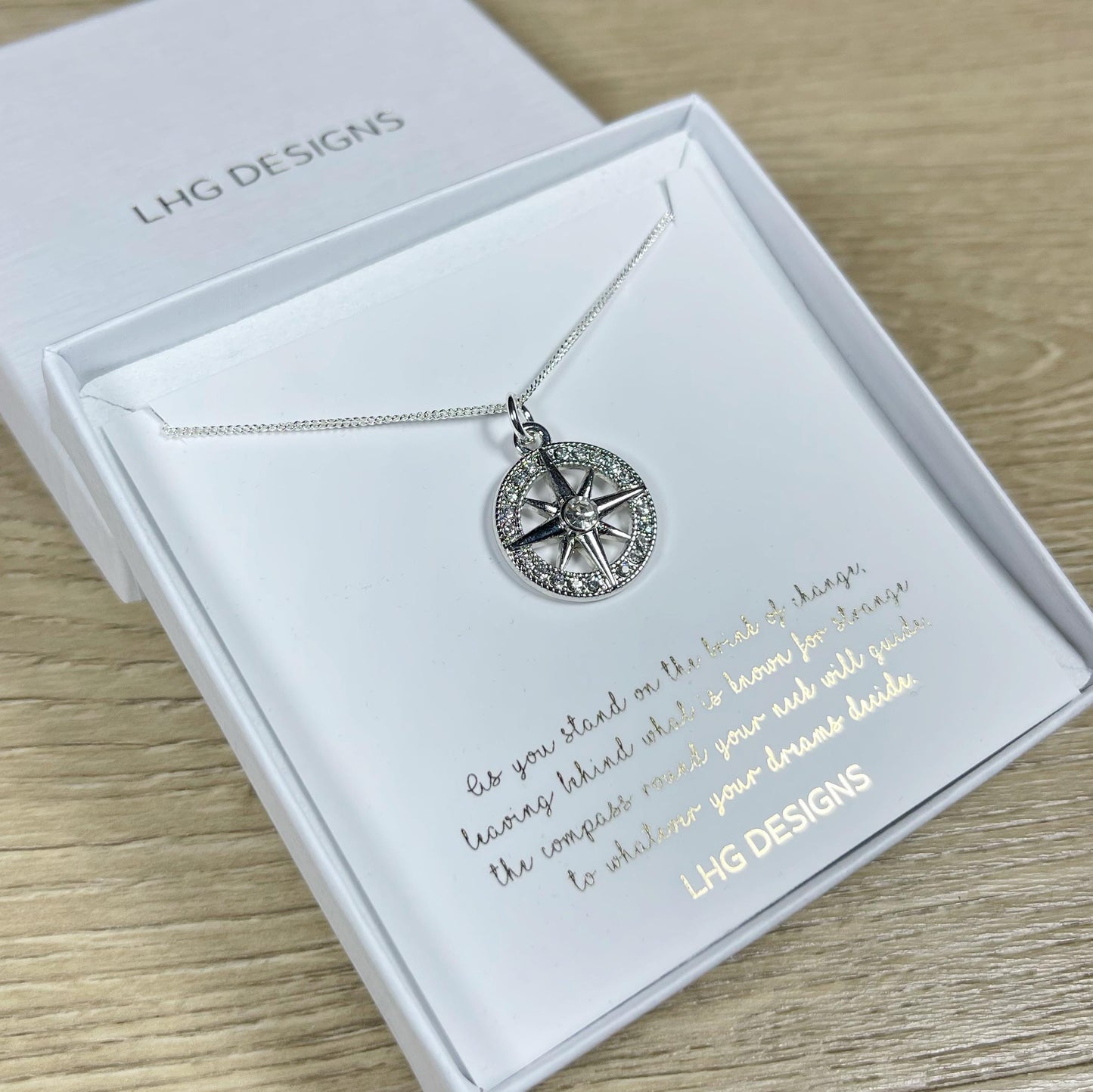 Diamond Compass Necklace, Travel jewellery, Dainty Compass Necklace, Graduation Gift, Sterling Silver Compass Necklace, Christmas Gift