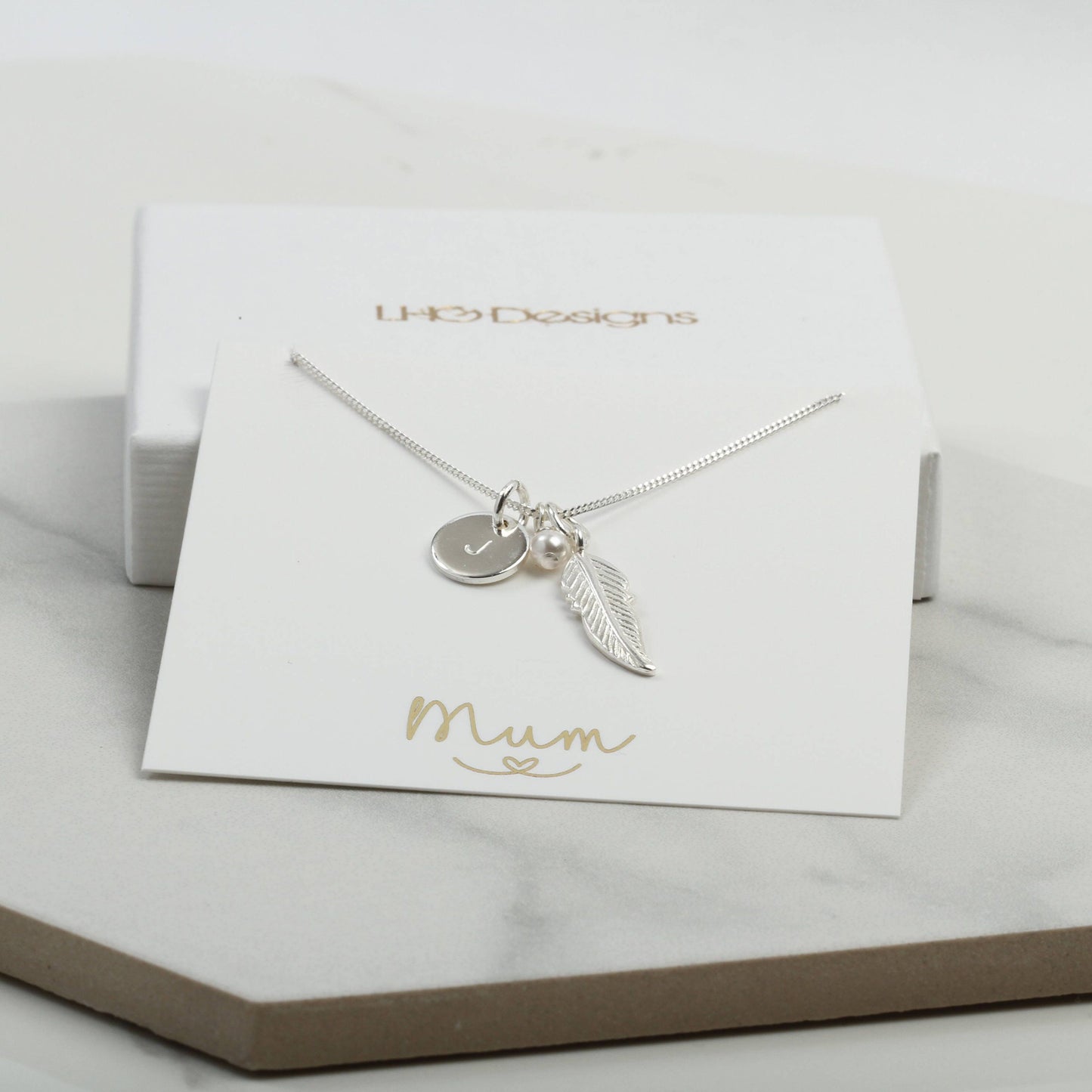 Personalised Silver Feather necklace, Birthday gift for her, Mothers Day gift for mum friend daughter wife sister bride, memorial sympathy