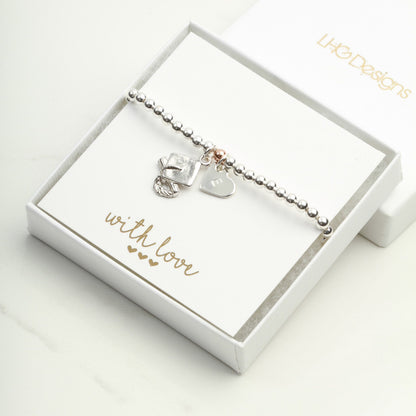 Graduation Gift for her, Graduation Mortar Board Cap charm bracelet, Graduation personalised college degree gift, school leavers gift