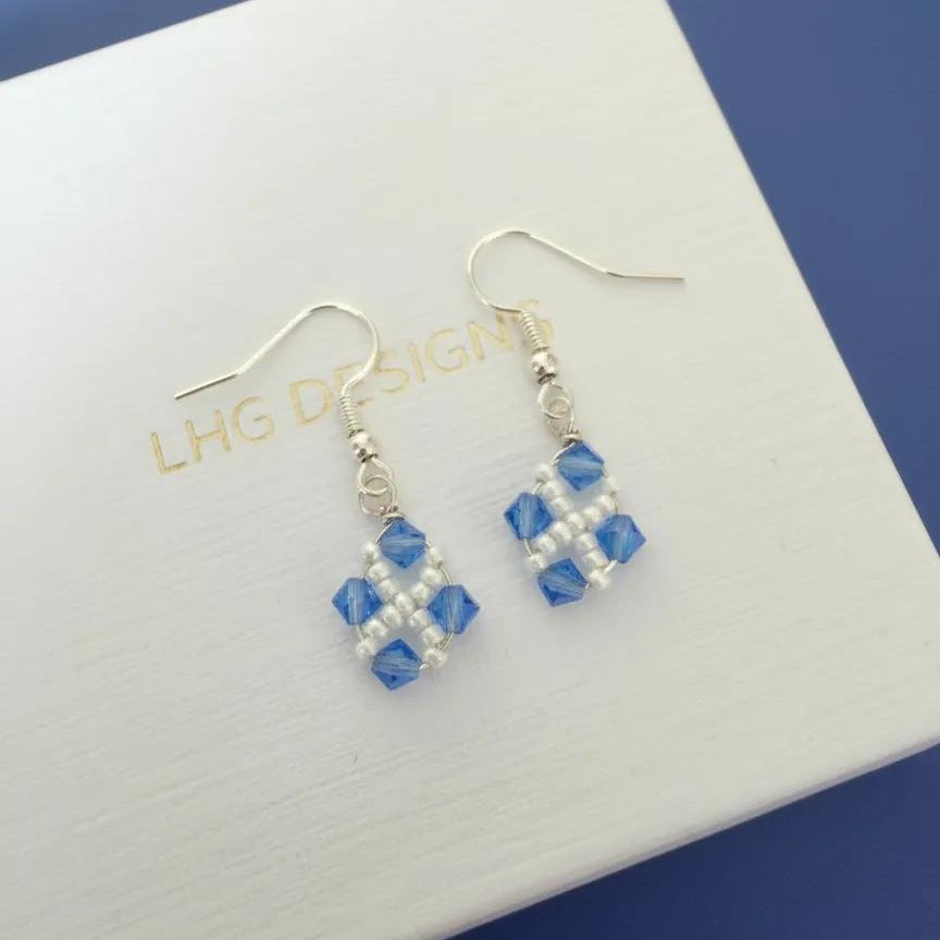 Scottish jewellery blue and white beaded saltire Scotland flag tartan army merchanise