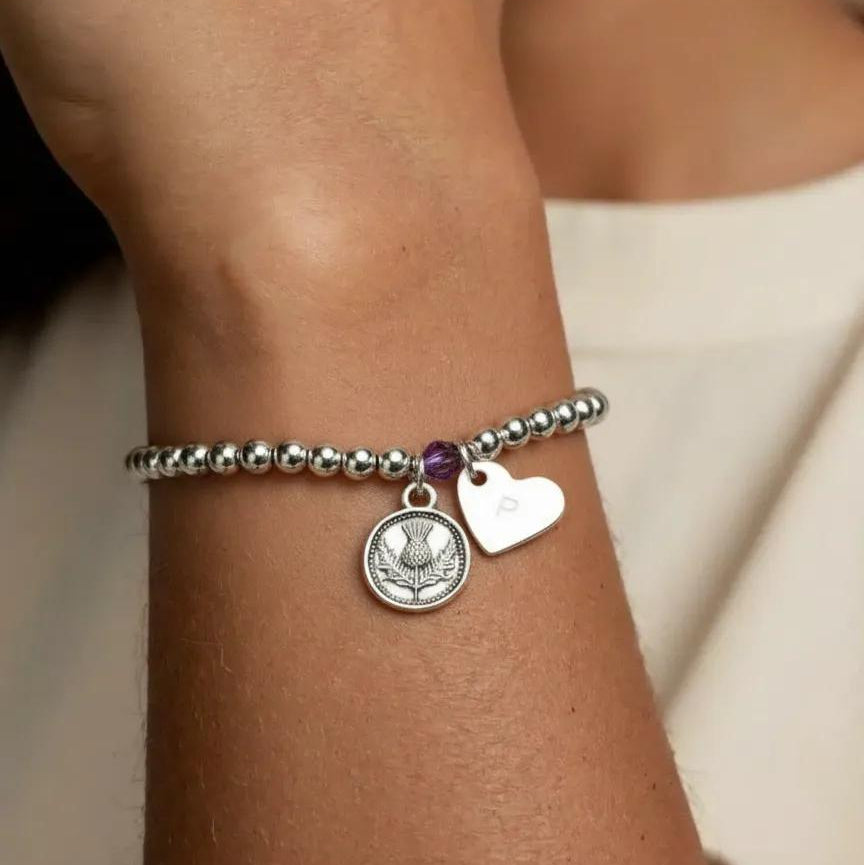 My Scottish Heart Thistle Bracelet  - Silver plated Scottish Gift