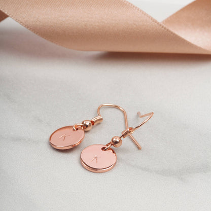 Minimalist Earrings set, Monogram Dainty earrings, Custom Name Earrings, Rose gold circle earrings, Personalised earrings, Gift for her