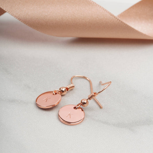 Minimalist Earrings set, Monogram Dainty earrings, Custom Name Earrings, Rose gold circle earrings, Personalised earrings, Gift for her