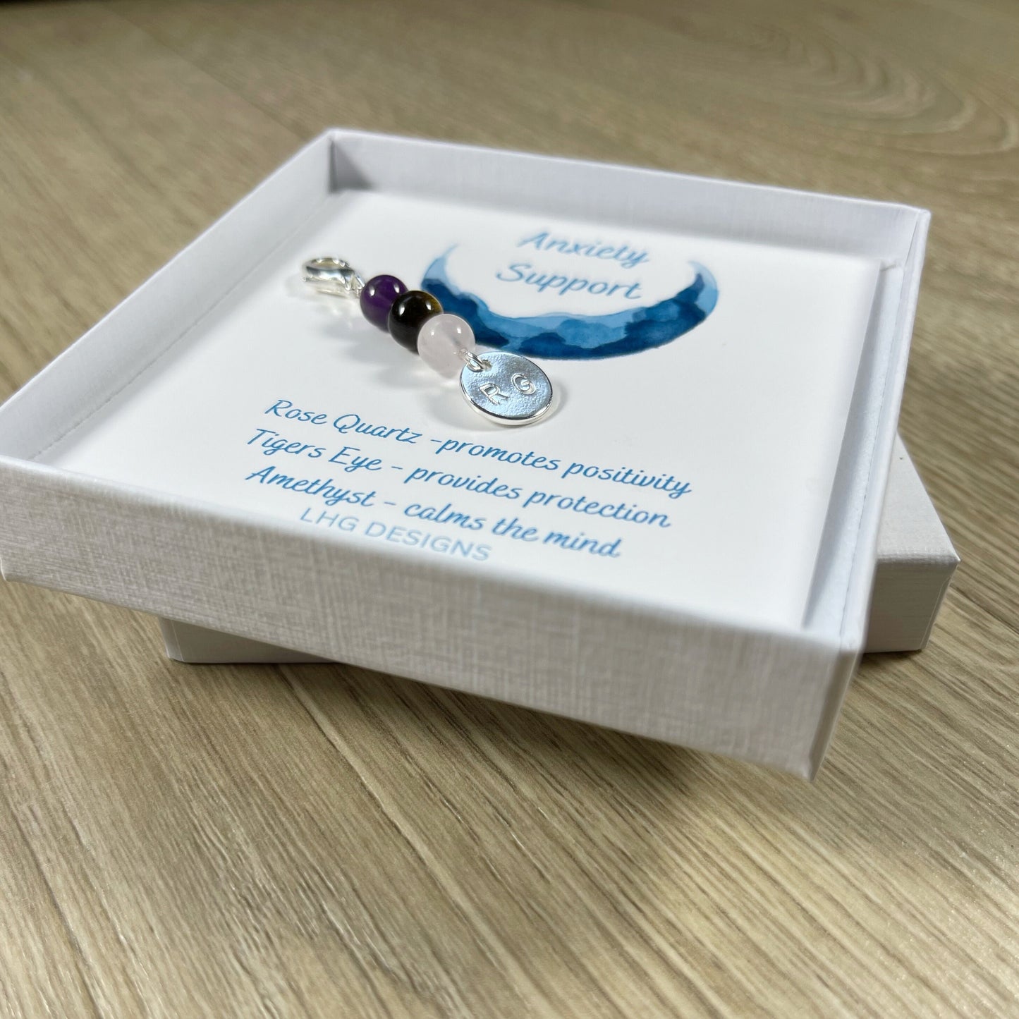 Back to school gift, Personalised Anxiety gemstone bag charm, Emotional Support gift, School bag charm, Back to school good luck