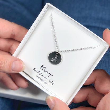 May Birth flower necklace, May Birthday gift for her, Lily necklace, Birth flower jewellery, Mother's Day Gift, Gift for mum, May Birthday