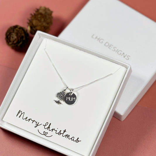 Personalised Tree  of Life Name Necklace, Sterling Silver, Gift for Mum, Tree of Life Necklace, Christmas gift, Christmas gift for Mum,
