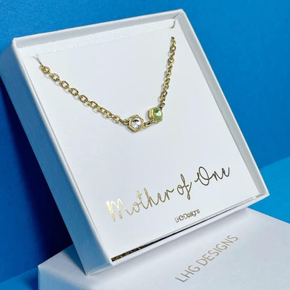 Mother and Child birthstone necklace, Gold plated stainless steel necklace, Christmas gift for mum,  gift for mother Christmas Gift for wife