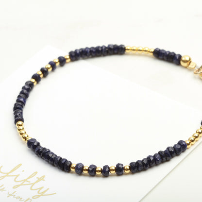 September Birthstone bracelet gift for her, Raw Sapphire Bracelet, September birthday gift, Birthday bracelet, September jewellery