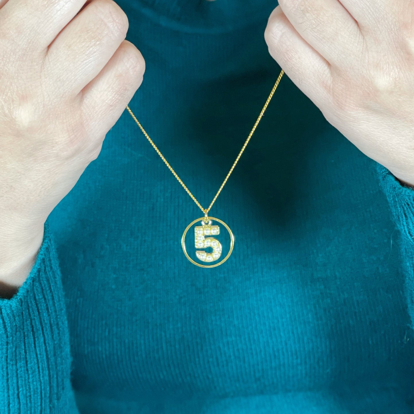 Pearl number necklace, 50th birthday gift for her, Pearl letter necklace, Pearl pendant, 50th birthday gift for women, Gold Pearl necklace