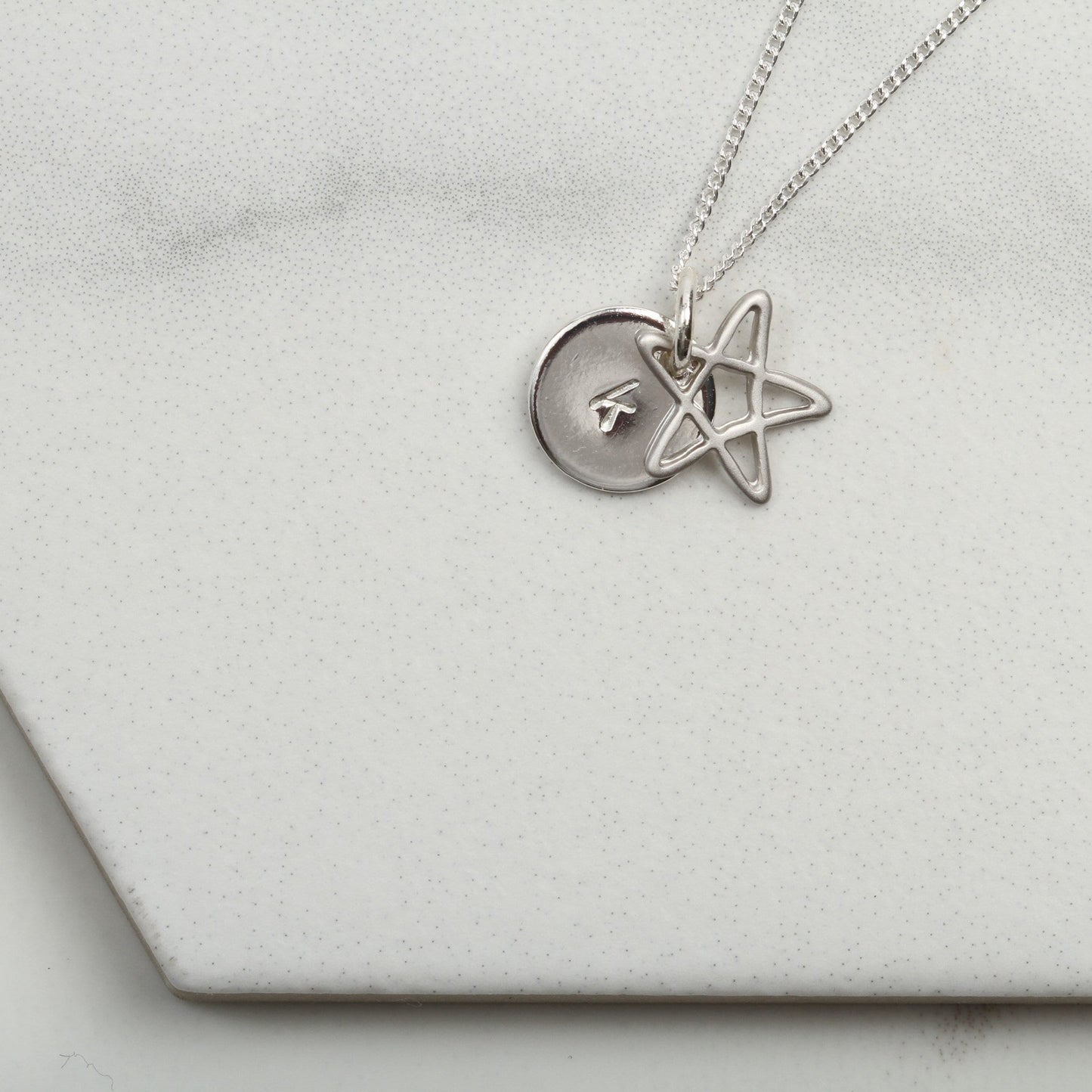 Personalised Gold & Silver Star Necklace, Disc pendant necklace, Minimalist Jewellery, Birthday Gift For Her, wife mum friend sister,