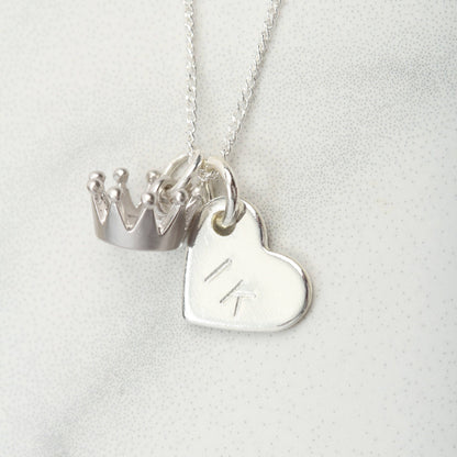 Gold crown necklace, Personalised heart necklace, Birthday Gift for her, Christmas Gift for girlfriend sister daughter, kids children