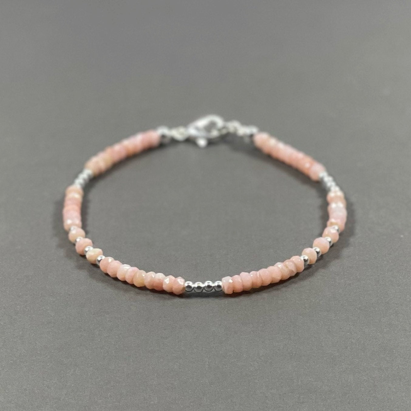 Natural Crystals Beaded Bracelet, Healing Crystal Bracelet, Pink Opal Crystal Bracelet, October Birthstone, Gemstone Bracelet for Gift her