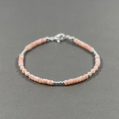 Natural Crystals Beaded Bracelet, Healing Crystal Bracelet, Pink Opal Crystal Bracelet, October Birthstone, Gemstone Bracelet for Gift her