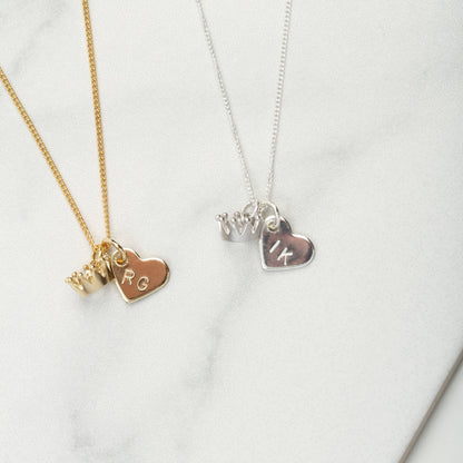 Personalised crown and heart pendant necklace, new mum gift, mum to be gift, mothers day gift 2019, goddaughter, sister, christening gift