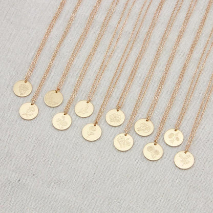 February Birth flower necklace, February Birthday gift for her, Violet necklace, Birth flower necklace, Round necklace rose gold silver
