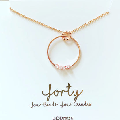 40th Birthday Necklace,40th Birthday Gift For Her,40th Birthday Ideas,40th Birthday,40th Raw Gemstone Pendant necklace silver gold rose gold