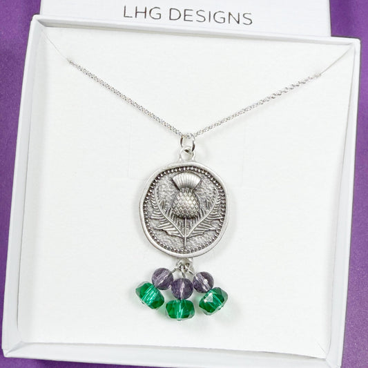 Caledonia Thistle Statement Necklace - Silver plated Scottish Gift
