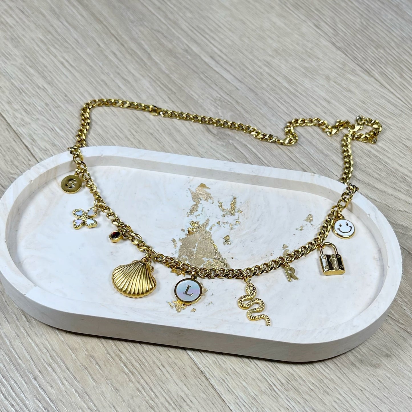 Fruit charm Necklace gold, Gold Charm Necklace, Customizable Charm Necklace, Vintage Style Chunky Necklace, Multi Charm Necklace, blackberry