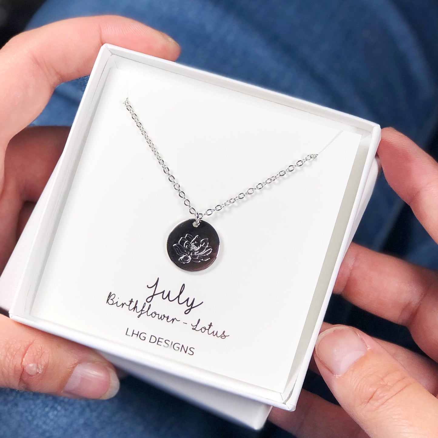 July Birth flower necklace, July Birthday gift for her, Lotus necklace, Birth flower jewellery, Well-being gift, Gift for mum