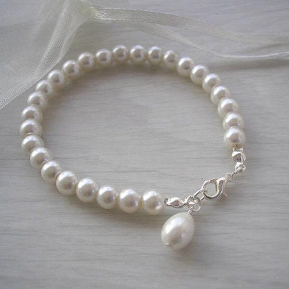 Pearl Drop earrings and necklace, Ivory / White Pearl, Teardrop Pearl earrings, Pearl Bridal Set, Wedding Jewellery, Gold / Silver necklace
