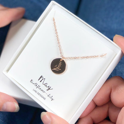 May Birth flower necklace, May Birthday gift for her, Lily necklace, Birth flower jewellery, Mother's Day Gift, Gift for mum, May Birthday