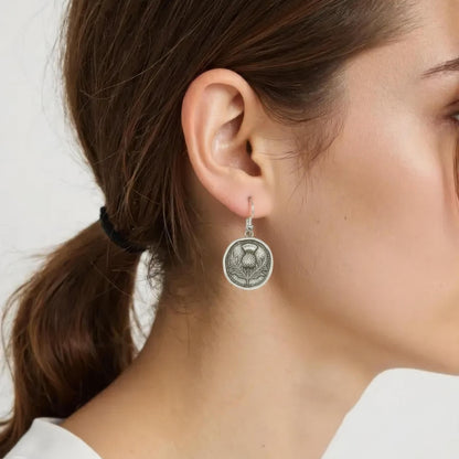 Caledonia Thistle Earrings- Silver plated Scottish gift