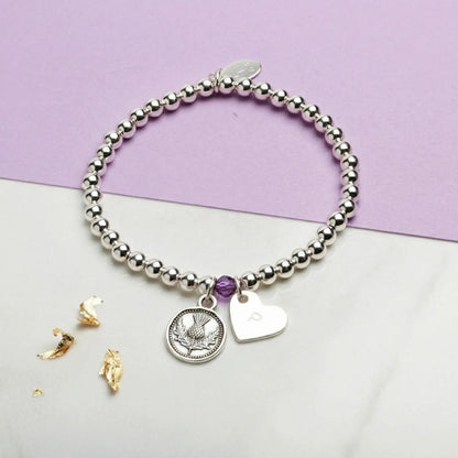 My Scottish Heart Thistle Bracelet  - Silver plated Scottish Gift