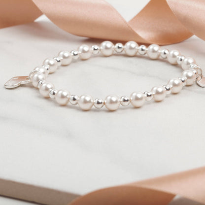 Personalised Swarovski pearl bridal bracelet, gift for bride, bridesmaids, flower girl, First Holy Communion, Confirmation