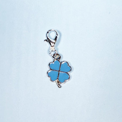Something Blue gift for bride, Something Blue for wedding, Blue four leaf clover bouquet charm, Something blue good luck charm keepsake