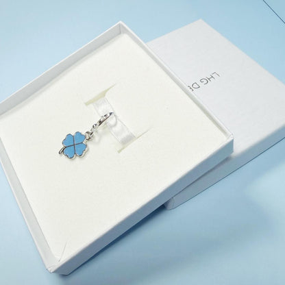 Something Blue gift for bride, Something Blue for wedding, Blue four leaf clover bouquet charm, Something blue good luck charm keepsake